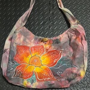Artistic Floral Tie-Dye Hobo Bag